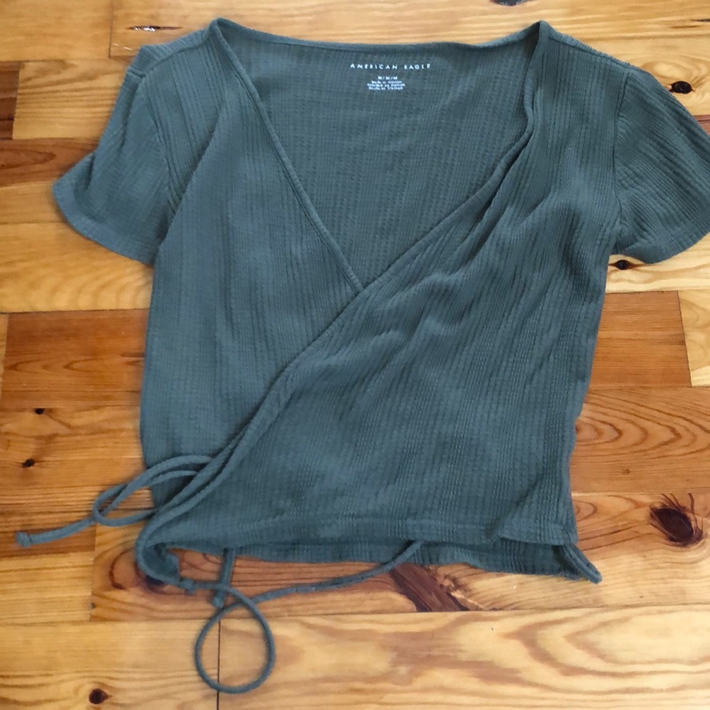American eagle olive wrap top